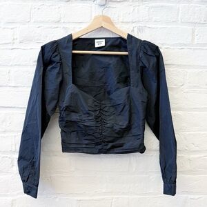 Aritzia || Sunday Best Petal Blouse‎ Black Taffeta Top 2